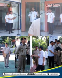 Kantor Pertanahan Kabupaten Natuna saat melaksanakan Apel Pagi Rutin yang dipimpin langsung oleh Kepala Kantor Wilayah Badan Pertanahan Nasional Provinsi Kepulauan Riau, Bapak Nurus Sholichin, A.Ptnh., M.M. dan diikuti oleh seluruh pegawai dari ASN dan PPNPN