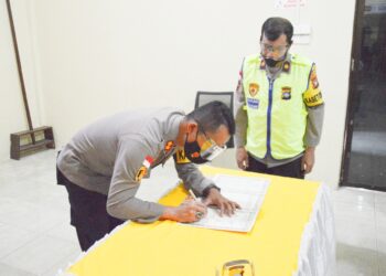 Kapolres Natuna Pimpin Pengambilan Sumpah dan Penandatanganan Pakta Integritas Rekrutmen Proaktif Penerimaan Bintara Polri T.A. 2021