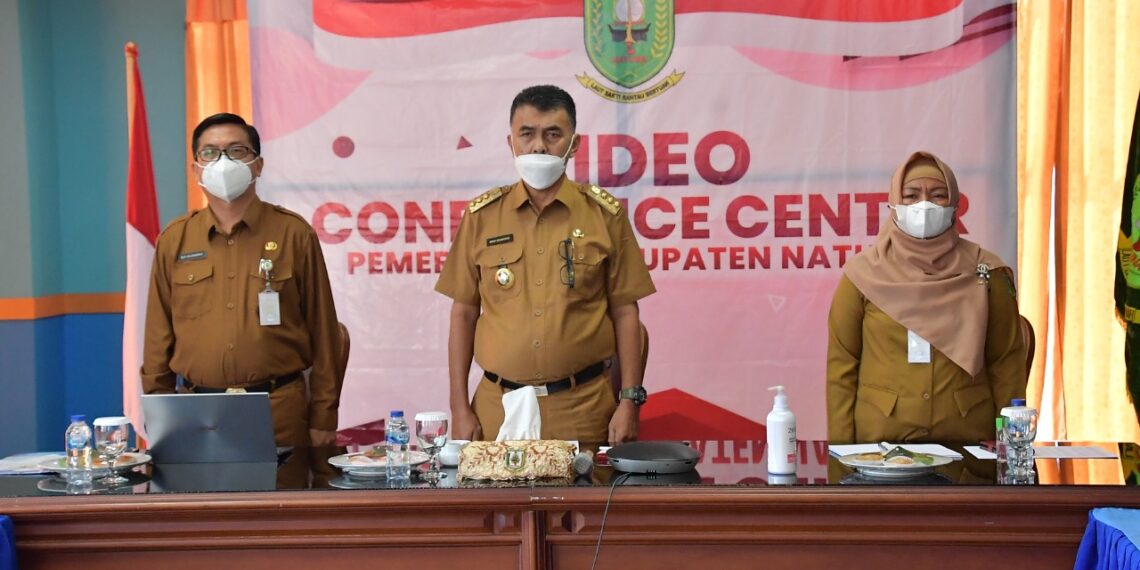 Bupati Natuna Wan Siswandi, Hadiri Pencanangan Vaksinasi Dosis Ke-III Bagi Nakes Kepri Secara Virtual