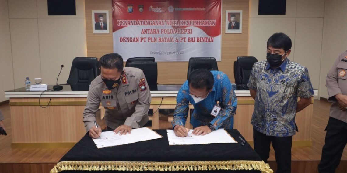 Polda Kepri Lakukan MoU degan PT. Bai dan PT. Bright PLN Batam.