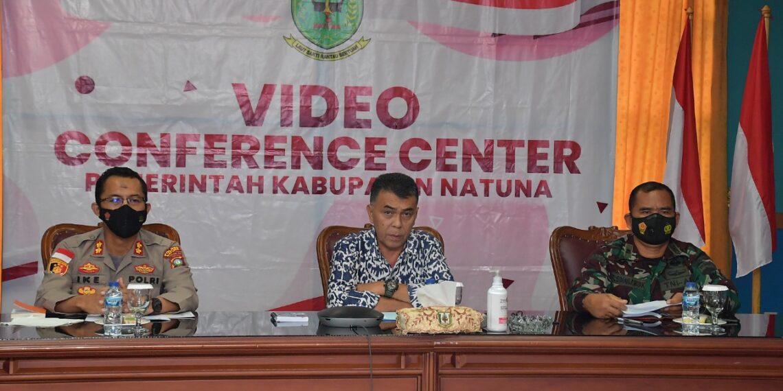 Melalui Vicon, Bupati Natuna Pimpin Rapat Koordinasi Pelaksanaan PPKM & Covid_19
