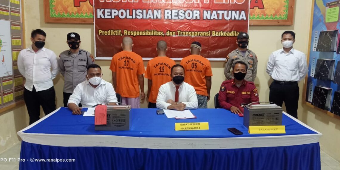 Satreskrim Polres Natuna Rilis 3 Pelaku Pencurian 38 Unit Baterai Ups RSUD Natuna