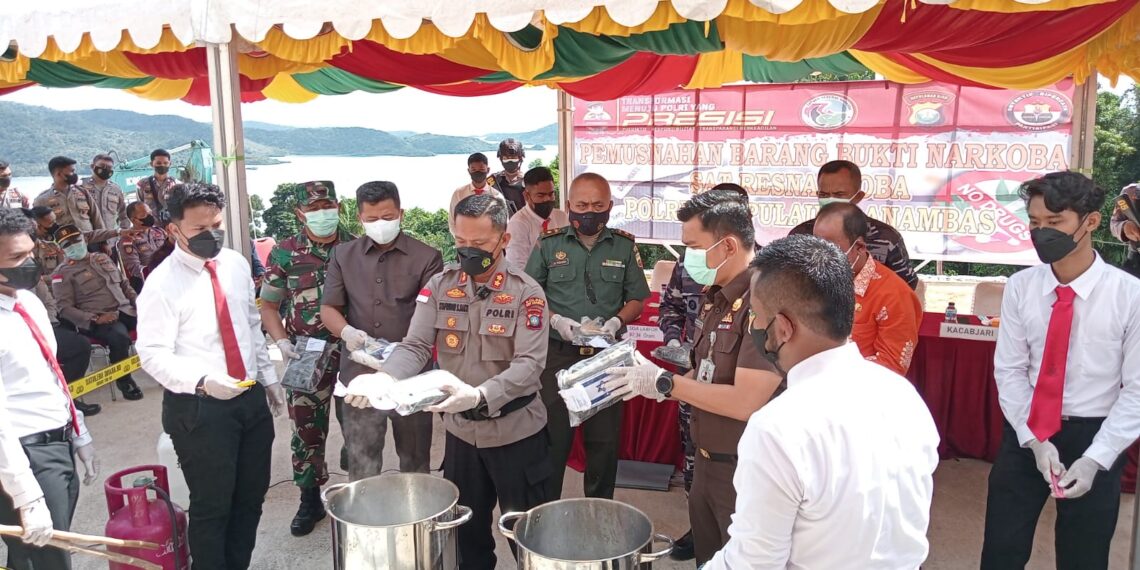 Polres Anambas Musnahkan BB Kokain 8,832 Kg Temuan di Jemaja
