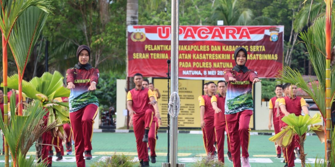 Jaga Stamina dan Kebugaran, Polres Natuna Laksanakan Senam dan Lari Pagi Bersama
