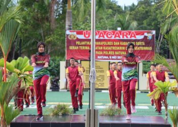 Jaga Stamina dan Kebugaran, Polres Natuna Laksanakan Senam dan Lari Pagi Bersama