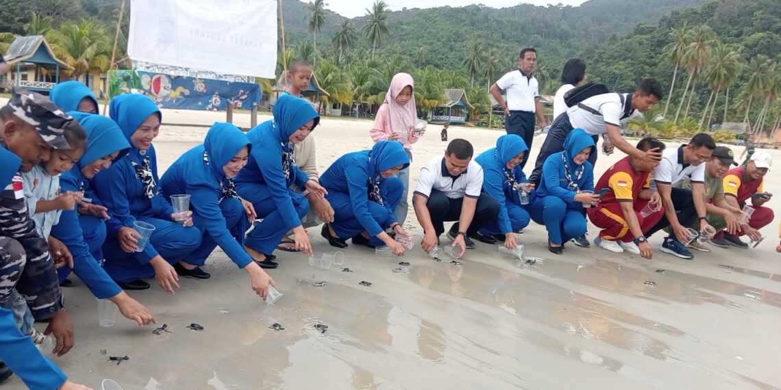 Jelang HUT TNI ke 78, Lanal Tarempa Gelar Pelayanan Kesehatan dan Lepas Tukik di Jemaja