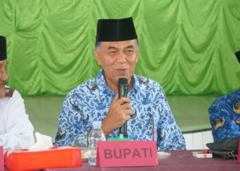 Bupati Natuna, Wan Siswandi, S.Sos., M.Si saat menghadiri Musyawarah Perencanaan Pembangunan Desa (Musrenbangdes) Desa Ceruk, Kecamatan Bunguran Timur Laut