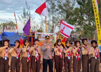 Kapolres Bintan dan Forkopimda Hadiri Upacara Peringatan Hari Pramuka ke-63 di Bumi Perkemahan Desa Tembeling