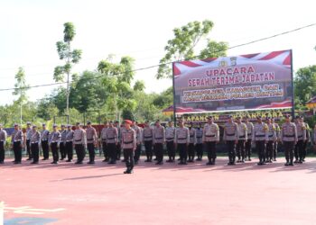 Kapolres Bintan Pimpin Upacara Sertijab Waka Polres, Kabagren, dan Kasat Reskrim di Mapolres Bintan