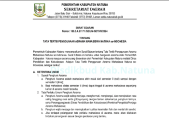 Disdik Natuna Keluarkan Surat Edaran Tentang Tata Tertib Penggunaan Asrama