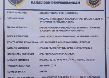 Masa Kontrak Berakhir Pembangunan Pelabuhan Letung Tahap II (Roro) Terkait Denda Dipertanyakan