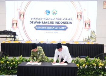 MoU Diteken dengan DMI, Komitmen Menteri Nusron untuk Menyelesaikan Sertipikasi Tanah Wakaf dalam Lima Tahun