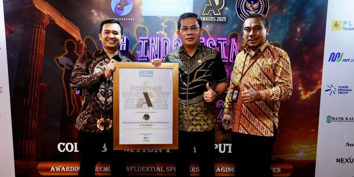 Kementerian ATR/BPN Raih Penghargaan Popular Government Institution 2025 dari The Iconomics