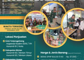Kodim 0315/Tanjungpinang dan Bulog Gelar Gerakan Pangan Murah di Tiga Wilayah