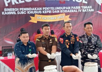Bea Cukai Kepri dan TNI AL Gagalkan Penyelundupan 25,9 Ton Pasir Timah di Pulau Pengibu