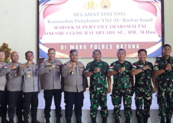 Semangat Sinergitas, Kapolres Natuna Sambut Kunjungan Komandan Lanud Raden Sadjad