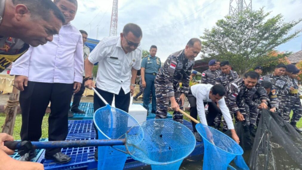 Danlanal Ranai Ikuti Panen Ketahanan Pangan TNI AL Secara Video Conference Bersama Forkopimda Natuna 
