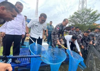 Danlanal Ranai Ikuti Panen Ketahanan Pangan TNI AL Secara Video Conference Bersama Forkopimda Natuna 