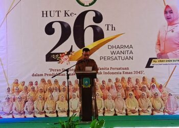 Bupati Anambas Aneng saat memberikan sambutan di hari DWP ke 26
