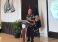 Kepala Bandara Letung Denny Armanto saat berikan sambutan