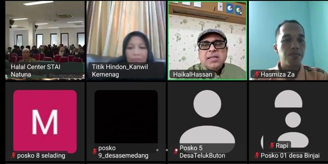 Dr. H. Ahmad Haikal Hasan, Kepala BPJPH RI saat memberikan sambutan pada acara kegiatan pelatihan pendamping Halal kepada para peserta mahasiswa KKN STAI Natuna