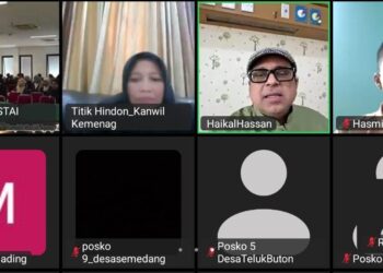 Dr. H. Ahmad Haikal Hasan, Kepala BPJPH RI saat memberikan sambutan pada acara kegiatan pelatihan pendamping Halal kepada para peserta mahasiswa KKN STAI Natuna