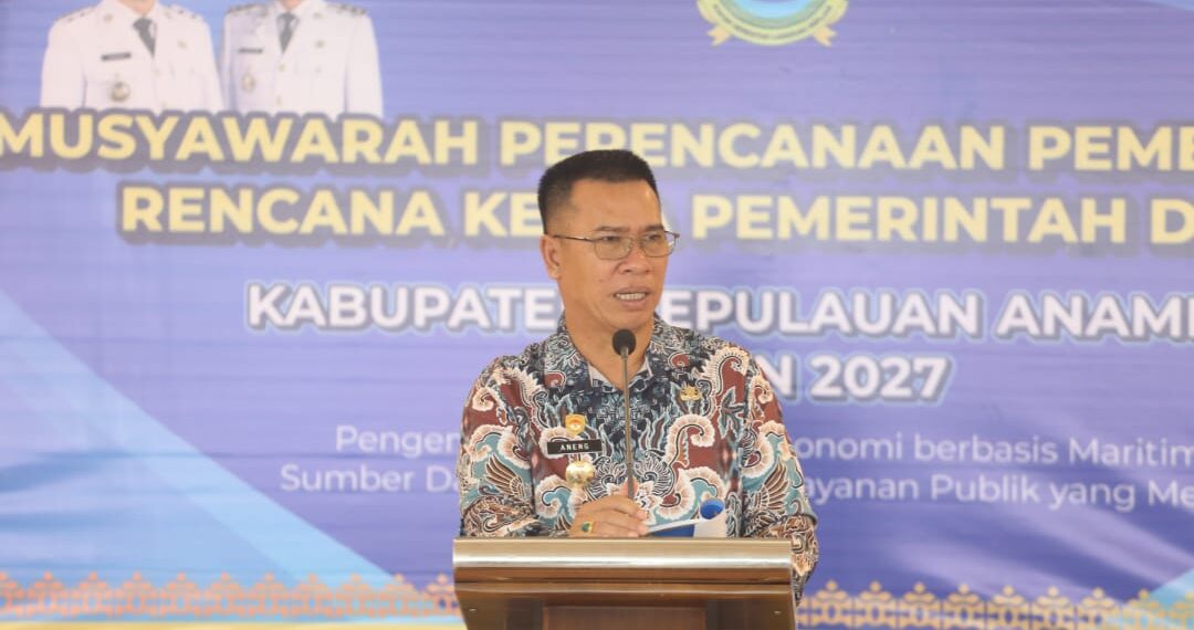 Bupati Anambas Aneng saat berikan sambutan Musrenbang RKPD) Tahun 2027 di Aula Kantor Bupati