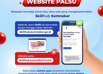 Kementerian Ketenagakerjaan (Kemnaker) meminta masyarakat waspada terhadap portal atau situs web palsu yang mengatasnamakan layanan Skillhub Kemnaker,