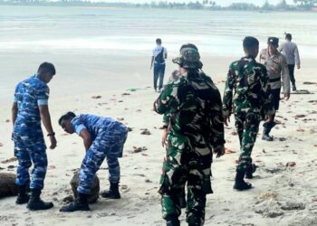Personel Lanud Raden Sadjad Turun Langsung Bersihkan Pantai Ranai Natuna 