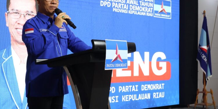 Ketua DPD Partai Demokrat Kepri, Aneng saat berikan sambutan