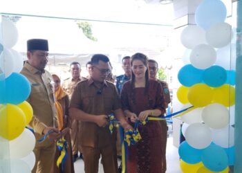 Bupati Anambas Aneng di dampingi sekretaris Daerah Sahtiar,SH.MM dan Katua TP-PKK Kabupaten Anambas ny. Sinta Aneng saat resmikan puskesmas Tarempa