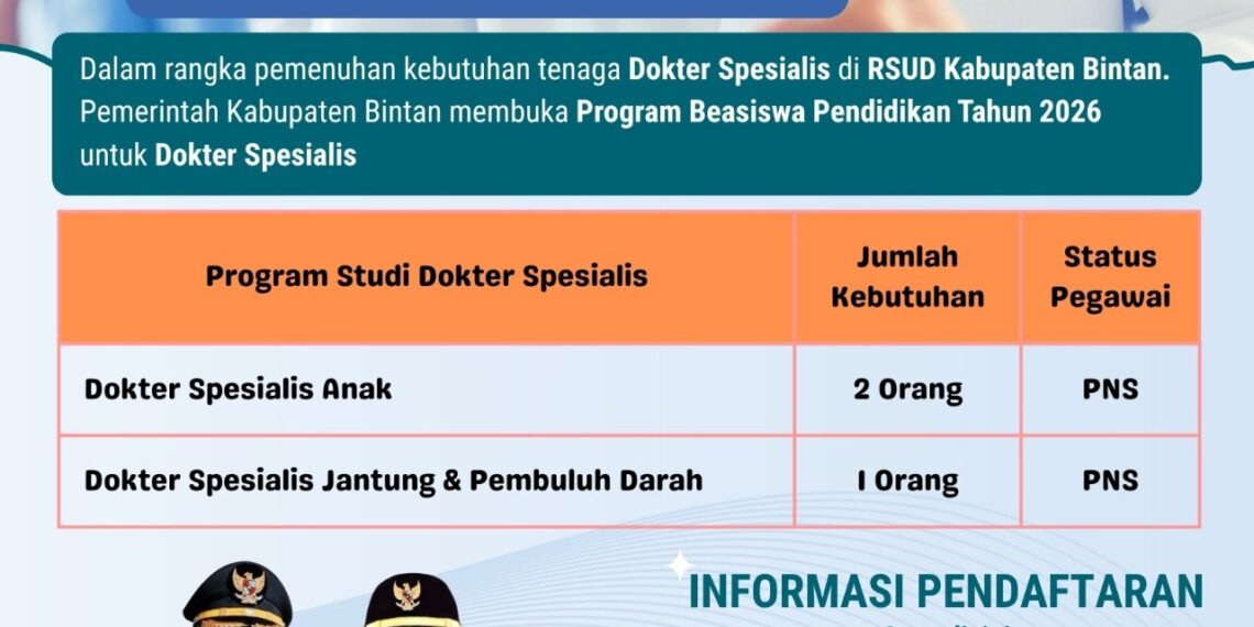 Optimalisasi Layanan Kesehatan, Pemkab Bintan Buka Beasiswa Dokter Spesialis 2026