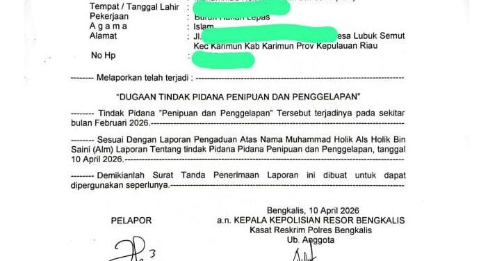 SP2HP Tak Kunjung Datang, Nasib Laporan Rp300 Juta di Polres Bengkalis Jadi Tanda Tanya