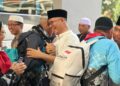 Bupati Anambas Aneng dan Rombongan Saat Penyambutan Jama'ah Haji di Aula Arafah I Asrama Haji Batam