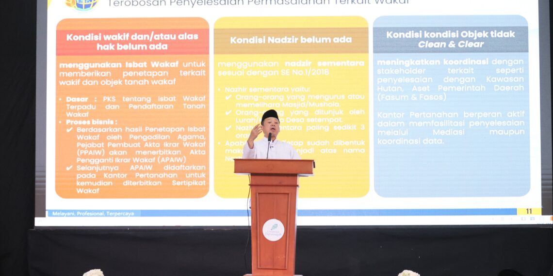 Bicara dalam International Conference on Pesantren 2026, Menteri Nusron Ajak Masyarakat Sertipikatkan Tanah Wakaf untuk Lindungi Aset Umat