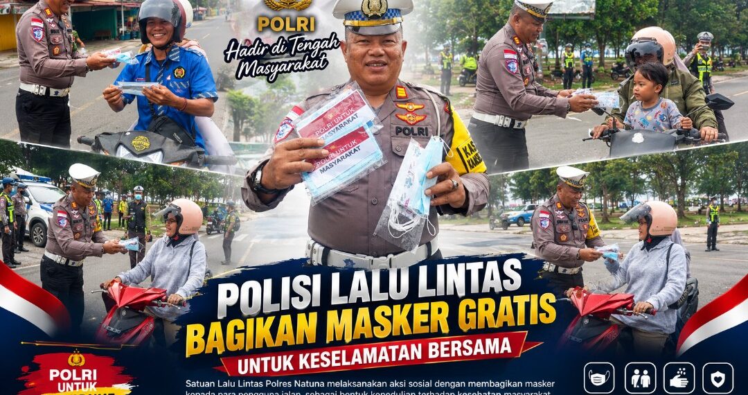 Peduli Warga di Tengah Kabut Asap, Satlantas Natuna Bagikan 1.500 Masker