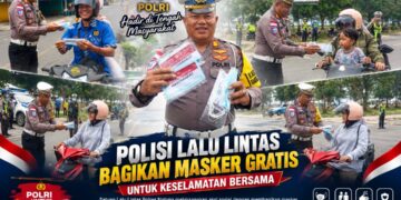 Peduli Warga di Tengah Kabut Asap, Satlantas Natuna Bagikan 1.500 Masker