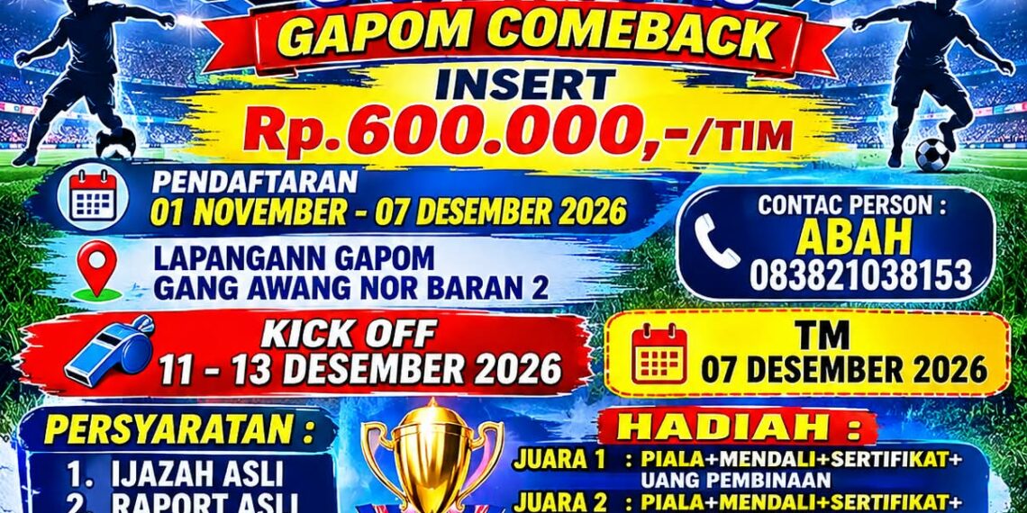Gaungkan Pembinaan Usia Dini, PPGAN FC Gelar Turnamen Mini Soccer U-11 dan U-13 Gapom Comeback
