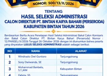 Tujuh Kandidat Lolos, Siapa Bakal Menakhodai PT Bintan Karya Bahari?